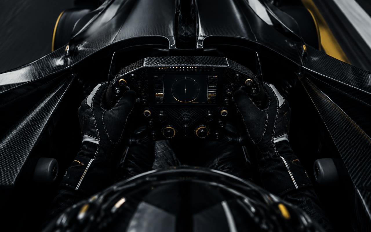 Driver hands on a prototype steering wheel